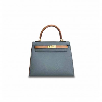 HERMÈS KELLY 25 EPSOM ALMOND GREEN WITH GOLDEN BROWN BRUSHED GOLD BUCKLE (25*17*7cm) 